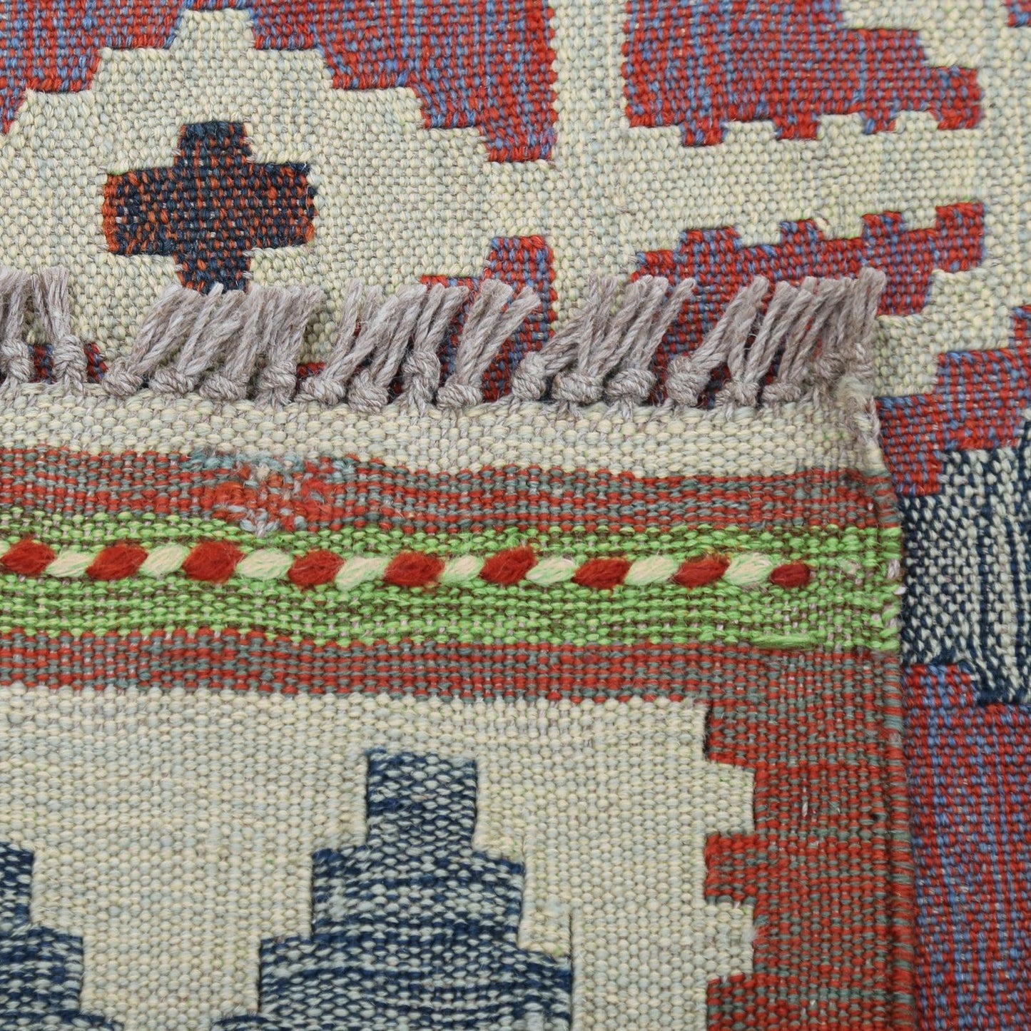 Hand Woven Green Tribal Wool Kilim Rug WK-503