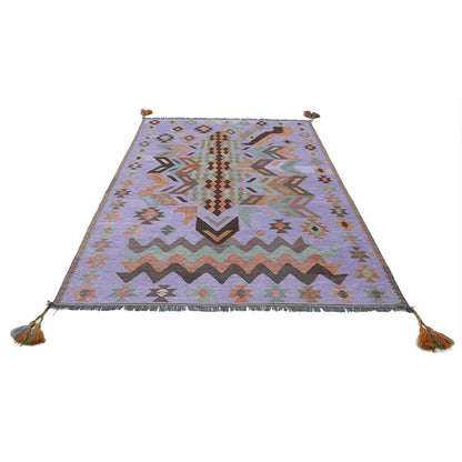 Indian Hand Woven Purple Wool Kilim Large Area Rug WK-504