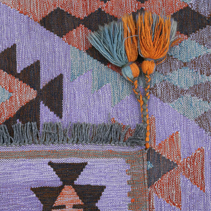 Tappeto Kilim indiano in lana viola tessuto a mano, grande, WK-504