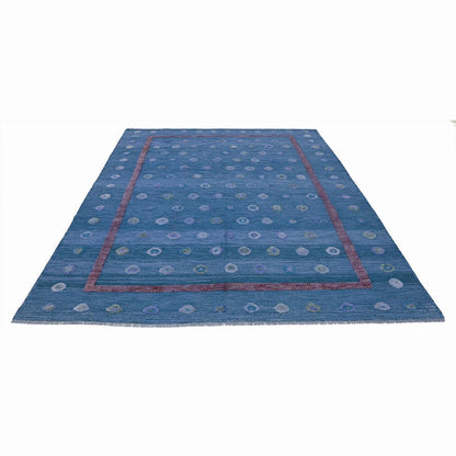 Tappeto Kilim in lana blu tessuto a mano per camera da letto WK-506