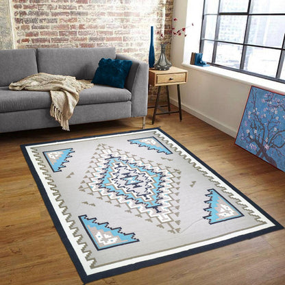 Alfombra Kilim de lana tejida a mano de color gris indio para dormitorio WK-518