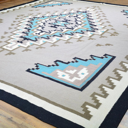 Indian Gray Hand Woven Wool Kilim Rug For Bedroom WK-518