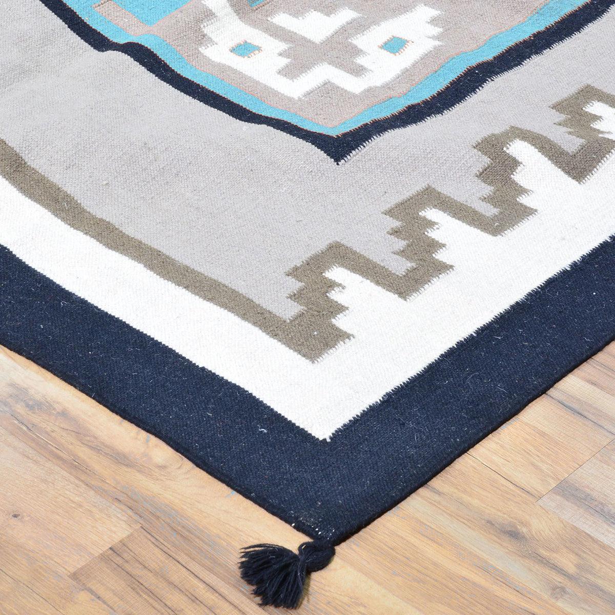 Indian Gray Hand Woven Wool Kilim Rug For Bedroom WK-518