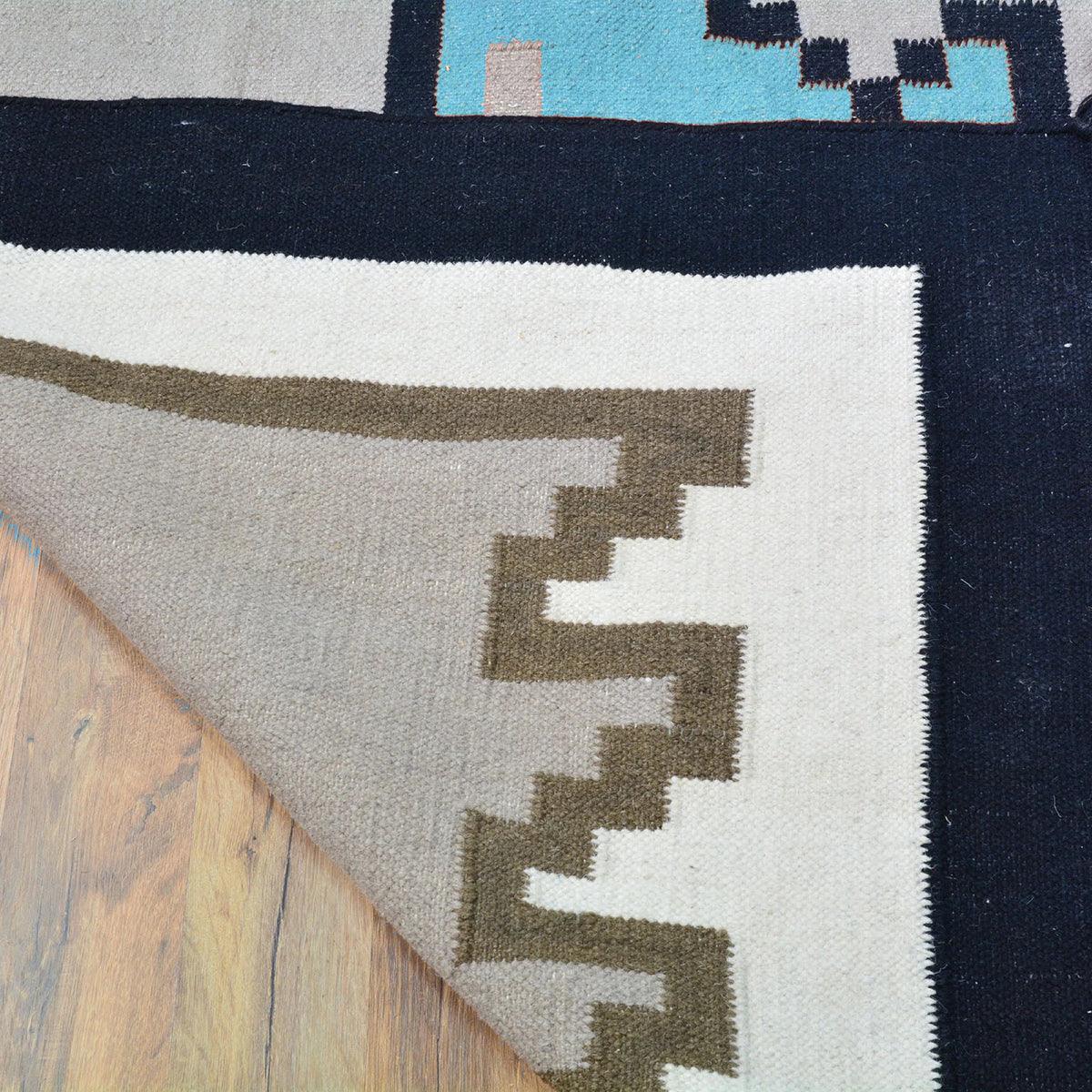 Tappeto Kilim indiano grigio in lana intrecciata a mano per camera da letto WK-518