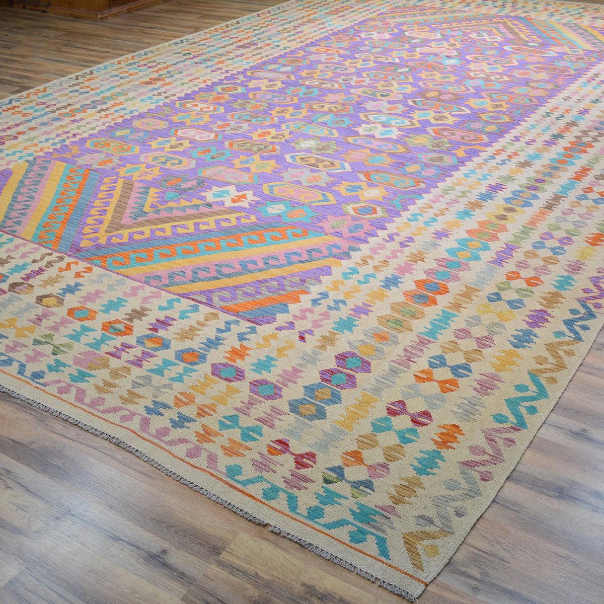 Alfombra Kilim de lana tejida a mano en color gris para dormitorio WK-520