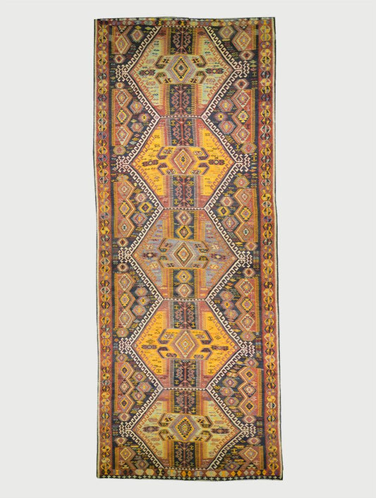 Alfombra Kilim de lana tejida a mano en color marrón para sala de estar WK-522