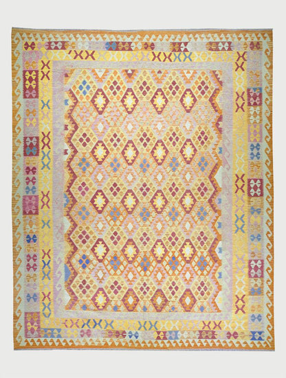 Hand Woven Beige Wool Kilim Outdoor Patio Rug WK-523