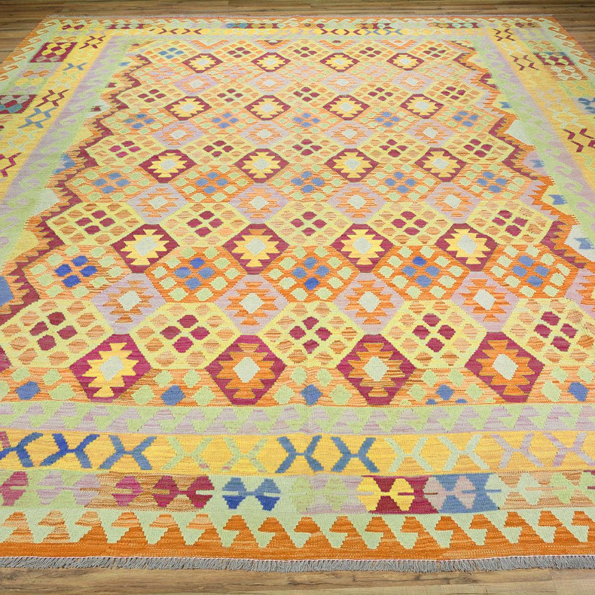 Tappeto da esterno Kilim in lana beige tessuto a mano WK-523