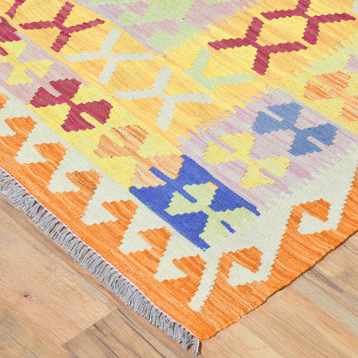 Hand Woven Beige Wool Kilim Outdoor Patio Rug WK-523