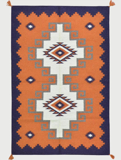 Premium Hand Woven Orange Wool Kilim Rug For Gift WK-524