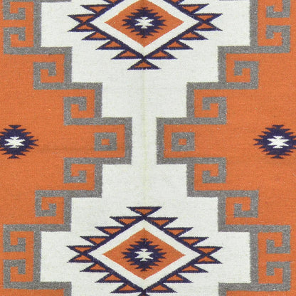 Premium Hand Woven Orange Wool Kilim Rug For Gift WK-524