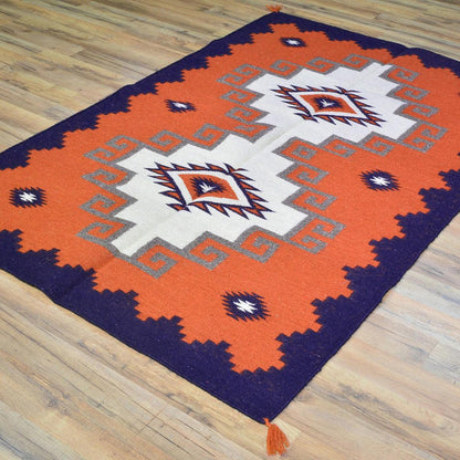 Premium Hand Woven Orange Wool Kilim Rug For Gift WK-524