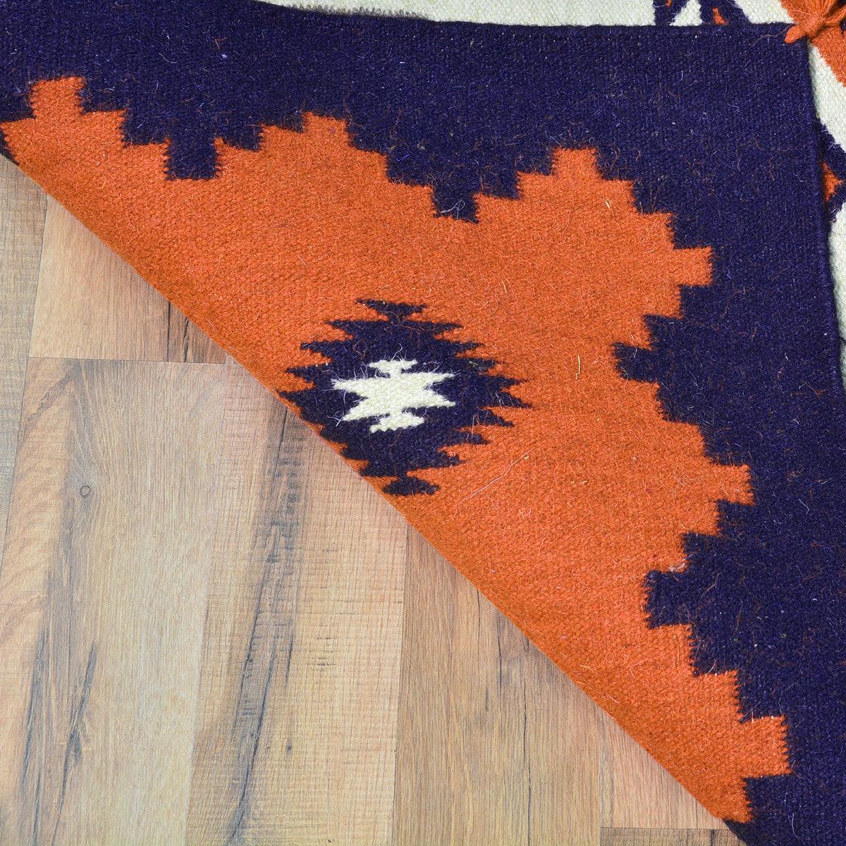 Premium Hand Woven Orange Wool Kilim Rug For Gift WK-524