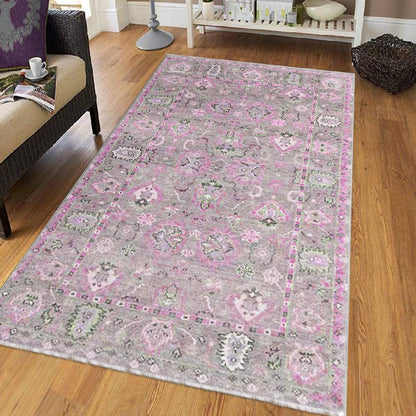 Hand Knotted Oushak Rug Pink For Bedroom WK-625