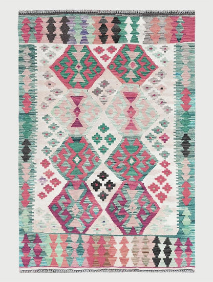 Alfombra Kilim india de lana roja tejida a mano de gran tamaño WK-527