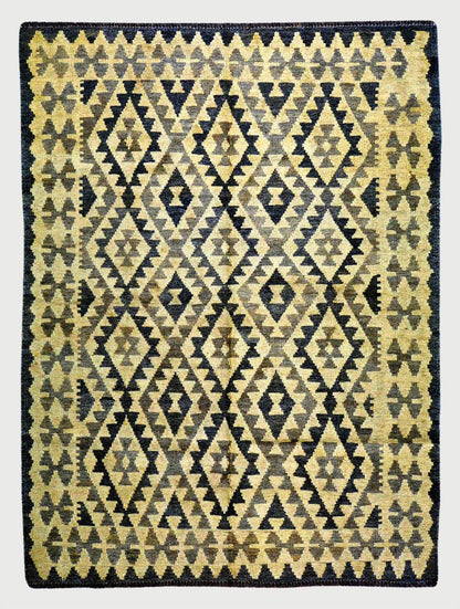 Tappeto da letto Kilim in lana tessuto a mano giallo WK-528