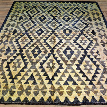 Tappeto da letto Kilim in lana tessuto a mano giallo WK-528