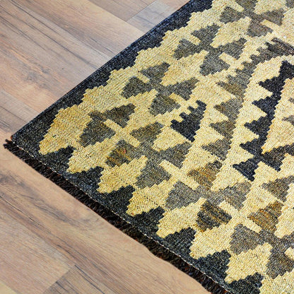 Tappeto da letto Kilim in lana tessuto a mano giallo WK-528