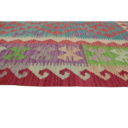 Red Hand Knotted Wool Kilim Rug Outdoor Patio WK-628