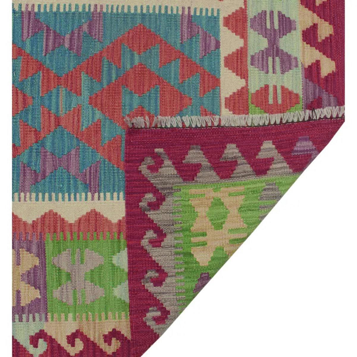 Red Hand Knotted Wool Kilim Rug Outdoor Patio WK-628