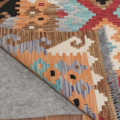 Tappeto Kilim in lana intrecciata a mano marrone per soggiorno WK-532