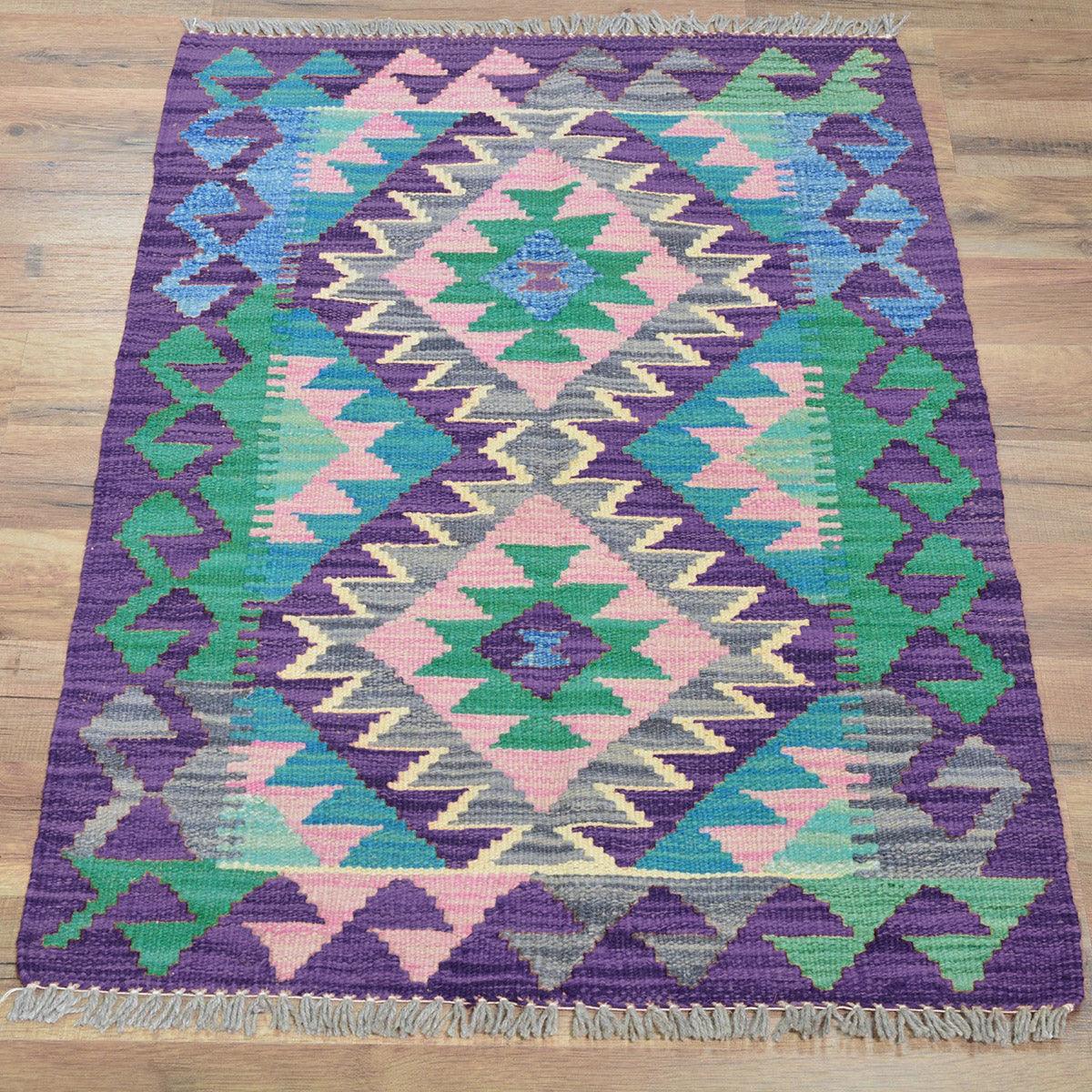 Premium Hand Woven Purple Wool Kilim Rug For Gift WK-534