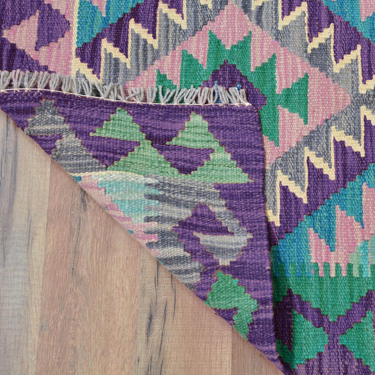 Premium Hand Woven Purple Wool Kilim Rug For Gift WK-534