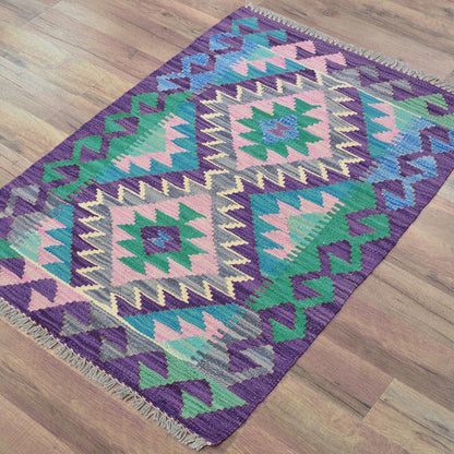 Premium Hand Woven Purple Wool Kilim Rug For Gift WK-534