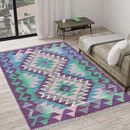 Premium Hand Woven Purple Wool Kilim Rug For Gift WK-534