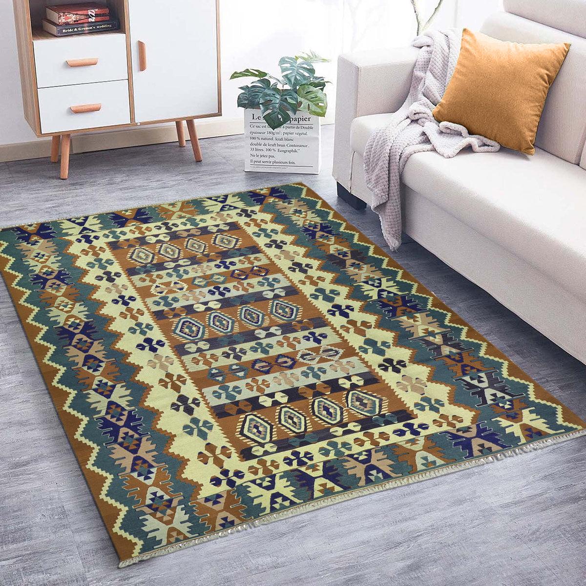 Brown Beautiful Hand Woven Door Mat Wool Kilim Rug WK-538