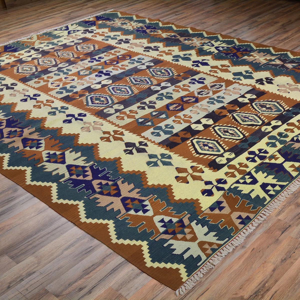 Brown Beautiful Hand Woven Door Mat Wool Kilim Rug WK-538