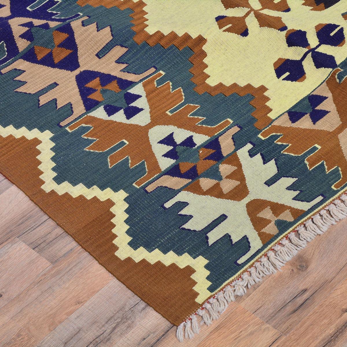 Brown Beautiful Hand Woven Door Mat Wool Kilim Rug WK-538