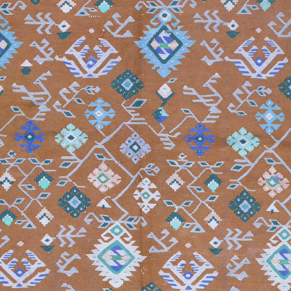 Alfombra Kilim de lana tejida a mano de color azul para dormitorio WK-540