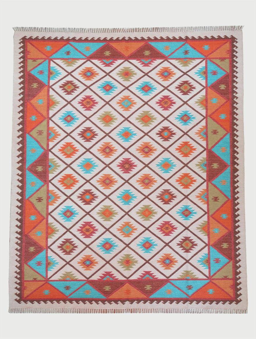 Kilim Area Wool Rug Hand Woven For Living Room WK-543