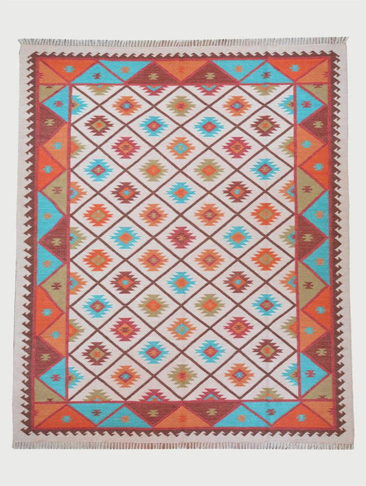 Kilim Area Wool Rug Hand Woven For Living Room WK-543