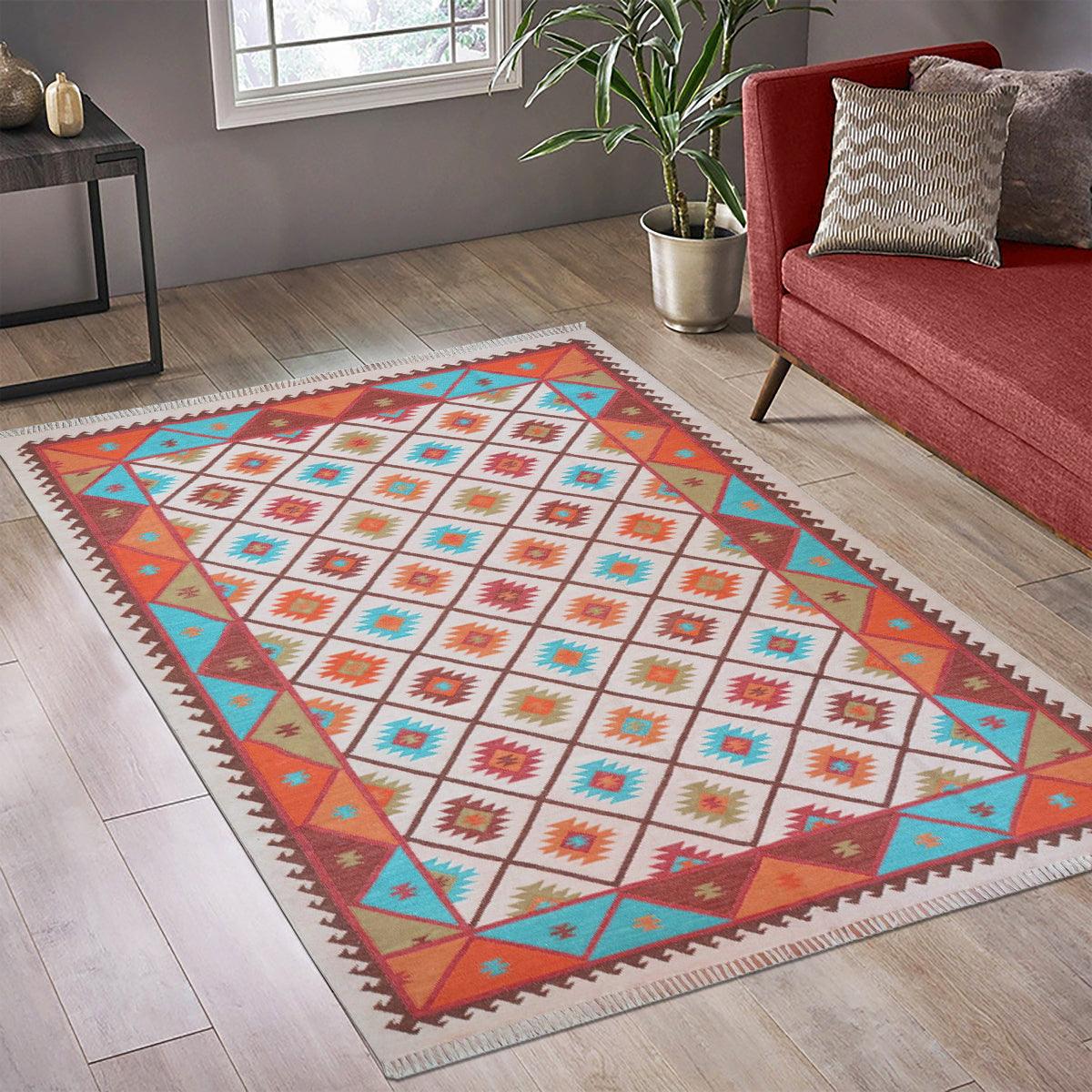 Kilim Area Wool Rug Hand Woven For Living Room WK-543