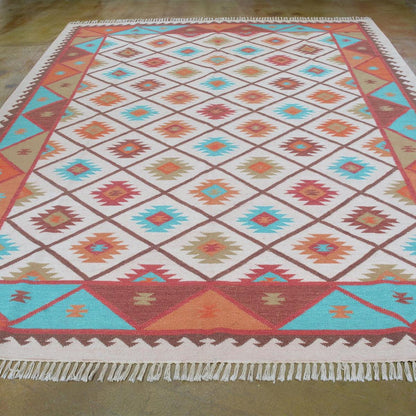 Kilim Area Wool Rug Hand Woven For Living Room WK-543