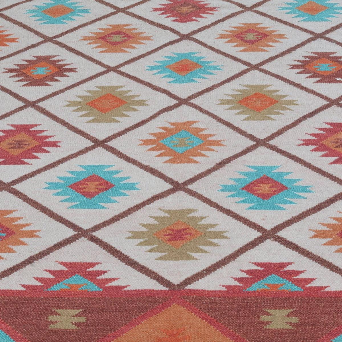 Kilim Area Wool Rug Hand Woven For Living Room WK-543