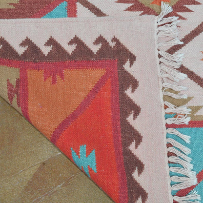 Kilim Area Wool Rug Hand Woven For Living Room WK-543