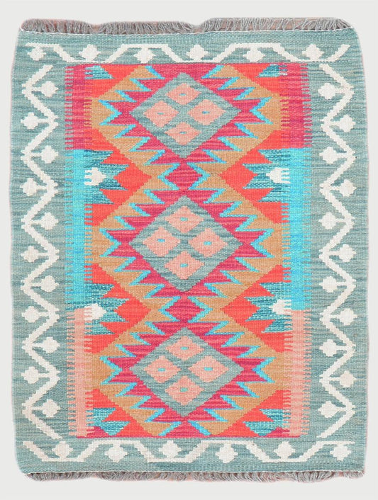 Indian Hand Woven Gray For Dining Room Wool Kilim Rug WK-546