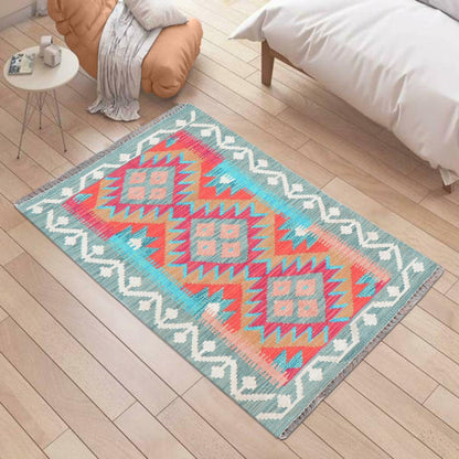 Alfombra Kilim de lana tejida a mano de color gris para el comedor de la India WK-546