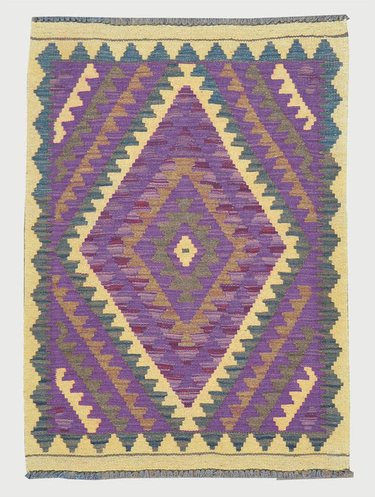 Alfombra Kilim de lana tejida a mano de primera calidad en color rosa para dormitorio WK-549