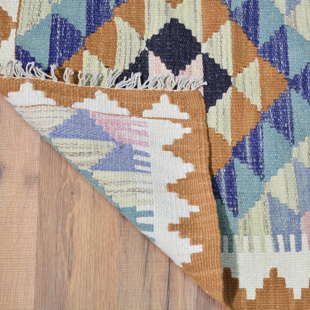 Tappeto Kilim indiano in lana tessuto a mano marrone WK-552