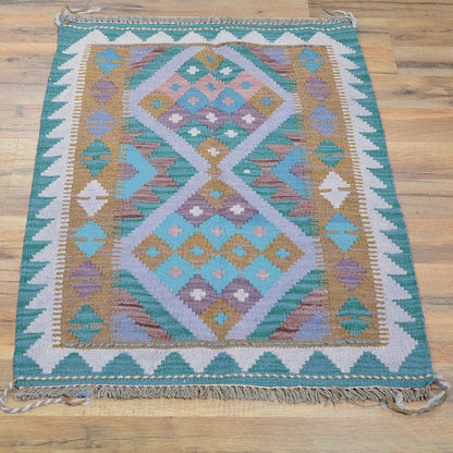 Kilim Area Wool Rug Hand Woven For Living Room WK-555