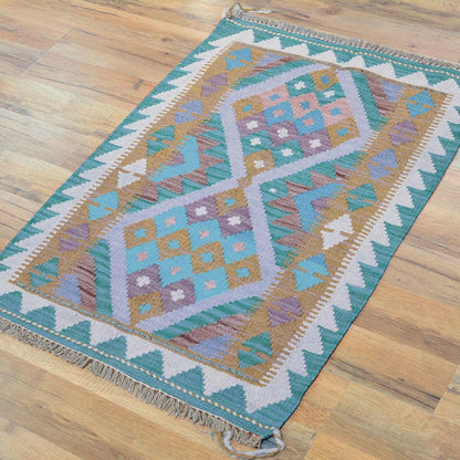 Kilim Area Wool Rug Hand Woven For Living Room WK-555