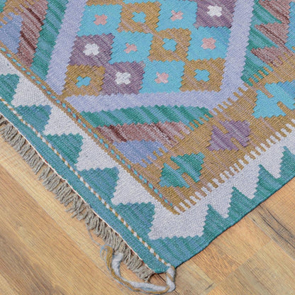 Kilim Area Wool Rug Hand Woven For Living Room WK-555