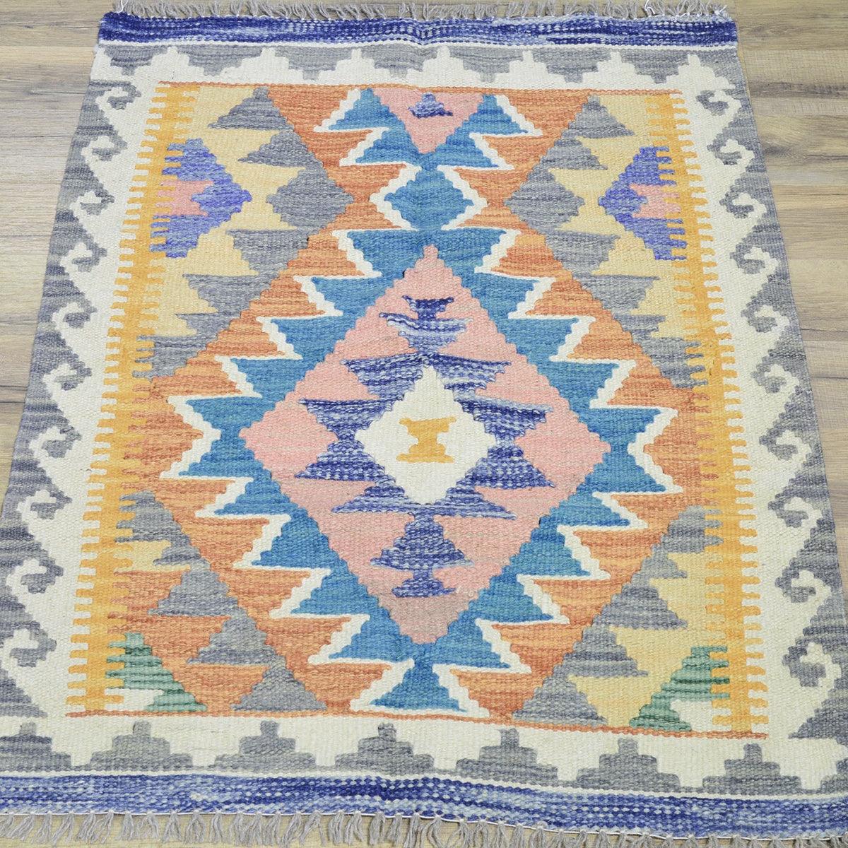 Hand Woven Gray Cotton Kilim Outdoor Patio Rug WK-558