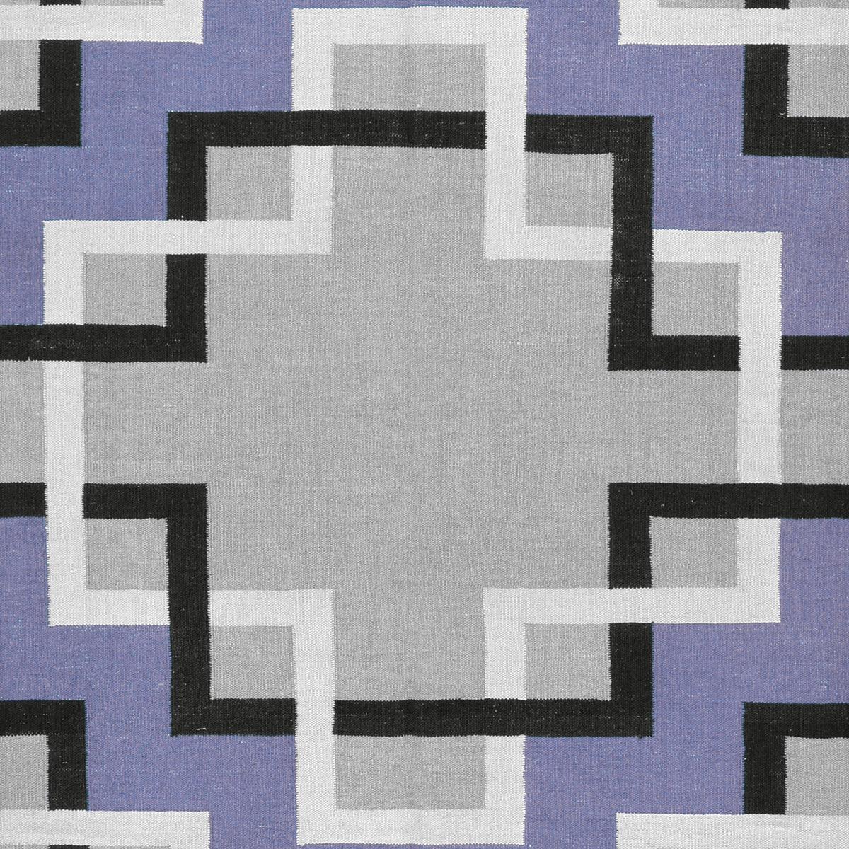 Alfombra Kilim de lana tejida a mano de gran superficie en color negro para esterilla de yoga WK-560