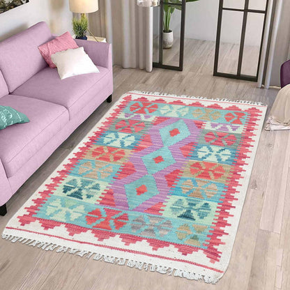 Beautiful Red Hand Woven Door Mat Wool Kilim Rug WK-561