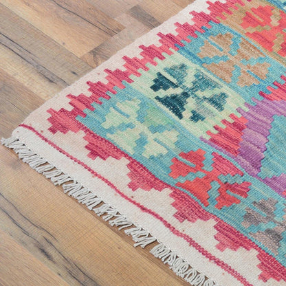 Beautiful Red Hand Woven Door Mat Wool Kilim Rug WK-561